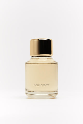 Gold Oddity Zara Womens Perfume - Elegant fragrance bottle in gold with the Zara logo, ideal for sophisticated women. Shop now for this luxurious scent at Zara.