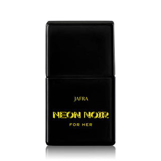 Neon Noir for Her JAFRA womens perfume - elegant fragrance bottle on dark background