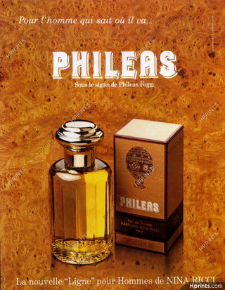 Phileas Nina Ricci perfume for men - 1984, elegant fragrance bottle on white background