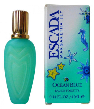 Escada Blue Romance Escada for women perfume bottle on ocean blue background