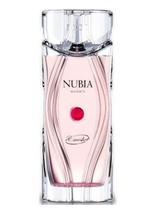 Red Emeshel Nubia Perfume for Women - Elegant fragrance bottle on white background