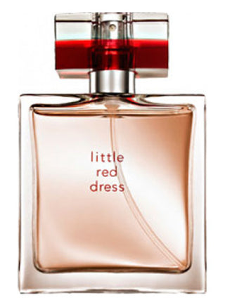 Little Red Dress Avon Womens Perfume - Elegant bottle with red cap on white background