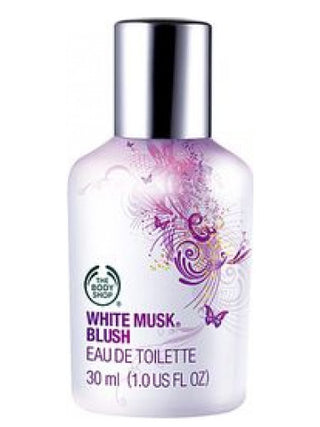 White Musk Blush The Body Shop womens perfume - elegant fragrance bottle on white background