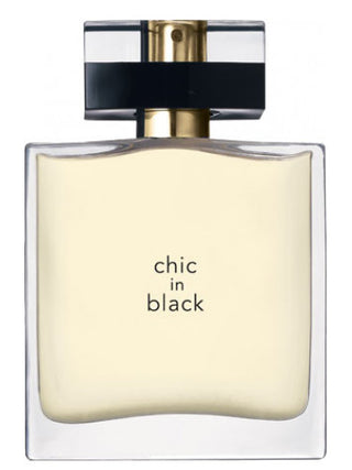 Chic in Black Avon for Women Perfume - Elegant fragrance bottle on a white background