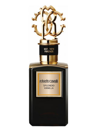 Roberto Cavalli Splendid Vanilla perfume for women and men - Luxurious fragrance bottle on white background