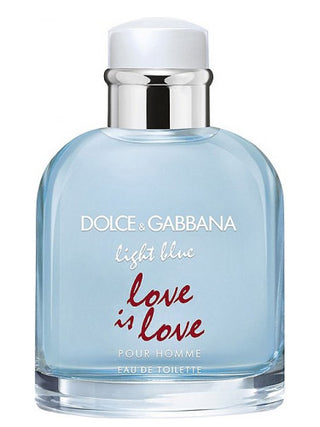 Light Blue Love Is Love Pour Homme Dolce&Gabbana Mens Perfume - Fragrance Bottle on White Background