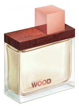 DSQUARED² She Wood Velvet Forest Wood perfume for women - Elegant fragrance bottle on display