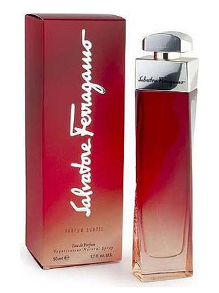 Parfum Subtil Salvatore Ferragamo for Women - Elegant fragrance bottle in a soft gradient background