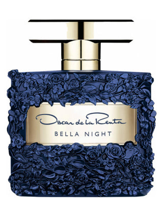 Oscar de la Renta Bella Night Perfume for Women - Elegant Fragrance Bottle on black background