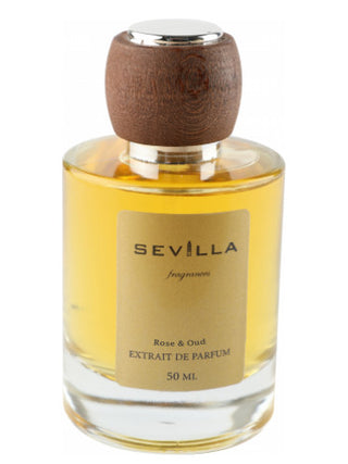 Rose & Oud Sevilla Fragrances for women and men - Exquisite perfume bottle on white background