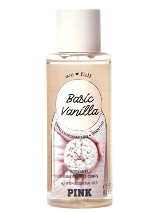 Victorias Secret Pink Basic Vanilla perfume for women - elegant fragrance bottle on white background