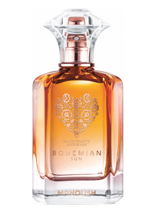 Sure! Here is a suggestion for the SEO image alt text for the perfume image:

Bohemian Sun Manoush Womens Perfume - Fragrance Bottle

This alt text includes the perfumes name, target audience, and the type of product, which are relevant keywords that can help drive