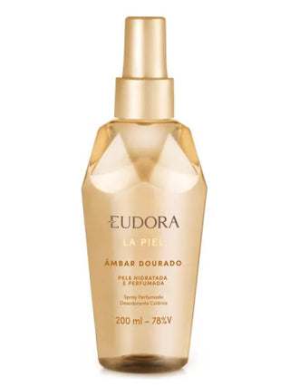 La Piel Âmbar Dourado Eudora womens perfume - Elegant fragrance in a golden bottle