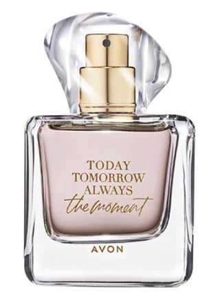 Today Tomorrow Always The Moment Her Avon Womens Perfume - Elegant fragrance bottle on white background