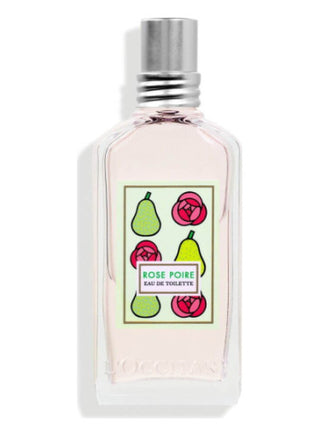 Rose Poire LOccitane en Provence Womens Perfume - Elegant floral fragrance bottle on white background