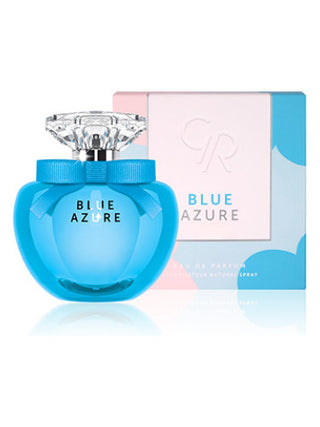 Blue Azure Golden Rose Womens Perfume - Elegant fragrance bottle with blue and gold accents