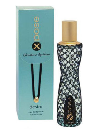 X Pose Desire Christina Aguilera perfume for women - alluring fragrance bottle on white background