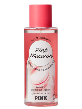 Victorias Secret Pink Macaron Perfume for Women - Elegant fragrance bottle on pink background