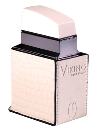 Viking Pour Femme Flavia Womens Perfume - Elegant fragrance bottle with golden accents on white background