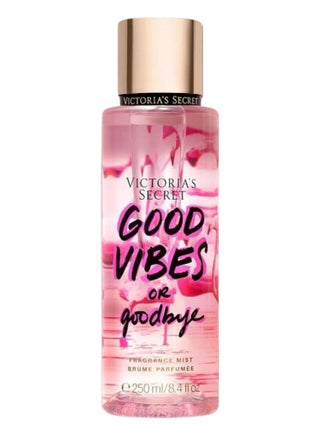 Good Vibes or Goodbye Victorias Secret womens perfume - luxury fragrance bottle on white background