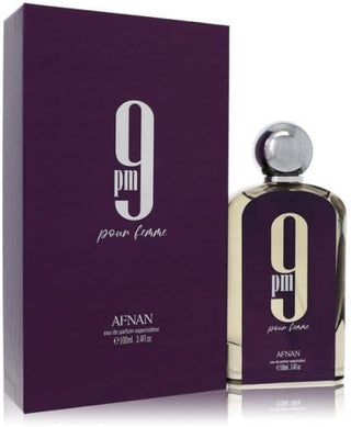 9pm pour Femme Afnan perfume for women - elegant fragrance bottle on white background