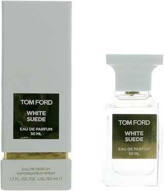 White Suede Tom Ford perfume for women - elegant fragrance bottle on white background