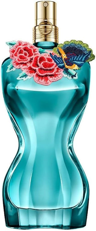 La Belle Paradise Garden Jean Paul Gaultier for Women - Exquisite floral perfume bottle on white background