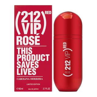 212 VIP Rosé Red Carolina Herrera perfume for women - luxurious fragrance in red bottle on white background