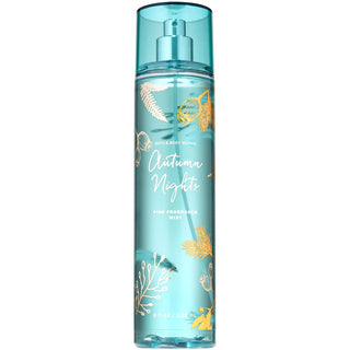 Autumn Nights Bath & Body Works Womens Perfume - Elegant fragrance bottle on dark background