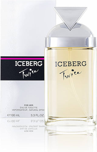 Twice Iceberg for women perfume - elegant fragrance bottle on white background