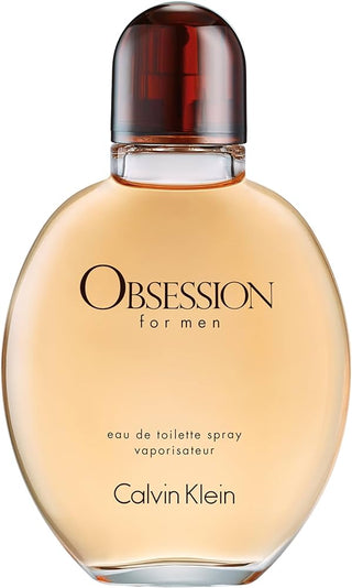 Obsession for Men Calvin Klein cologne - masculine fragrance bottle on white background