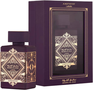 Amethyst Lattafa Perfumes Badee Al Oud for Women and Men - Exquisite Fragrance Bottle