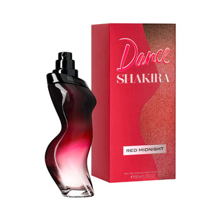 Shakira Dance Red Midnight Perfume for Women - Elegant fragrance bottle on dark background