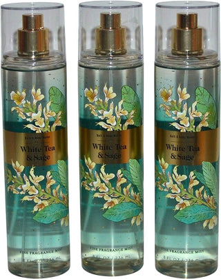 White Tea & Sage Bath & Body Works Perfume for Women - Elegant fragrance bottle on white background