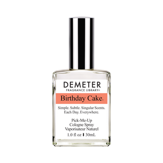 Birthday Cake Demeter Fragrance for Women - Deliciously sweet perfume bottle on white background