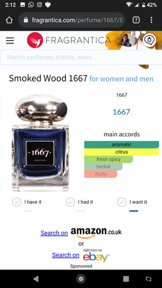 Smoked Wood 1667 Unisex Perfume - Fragrance Bottle for Men and Women