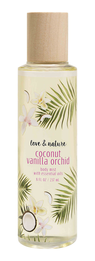 Coconut Vanilla Orchid Love & Nature Perfume for Women - Vegan Fragrance Body Mist with Essential Oils - 8 fl oz