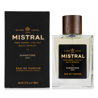 Sandstone Grès Mistral Mens Perfume - Elegant fragrance bottle on white background