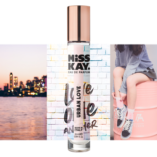 Urban Love Miss Kay Womens Perfume - Elegant fragrance bottle on white background