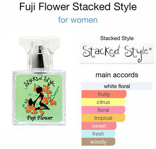 Alt text: Fuji Flower Stacked Style Perfume for Women - Elegant floral fragrance bottle on white background