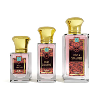 Roses & Sandalwood LaBron Perfume Spray for Women and Men - Fragrance Bottle on White Background