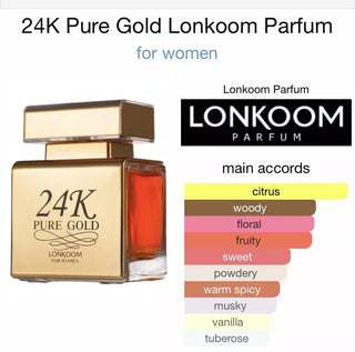 24K Pure Gold Lonkoom Parfum for Women - Exquisite fragrance in a luxurious bottle